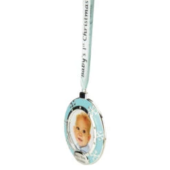 Northlight 3" Blue Silver-Plated Baby's First Christmas Ornament With European Crystals -Christmas Decoration Store northlight hd15143 3 58252.1665346439