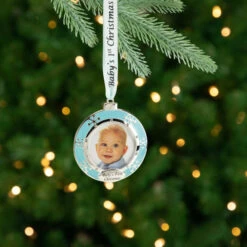 Northlight 3" Blue Silver-Plated Baby's First Christmas Ornament With European Crystals -Christmas Decoration Store northlight hd15143 styled 31845.1688047974