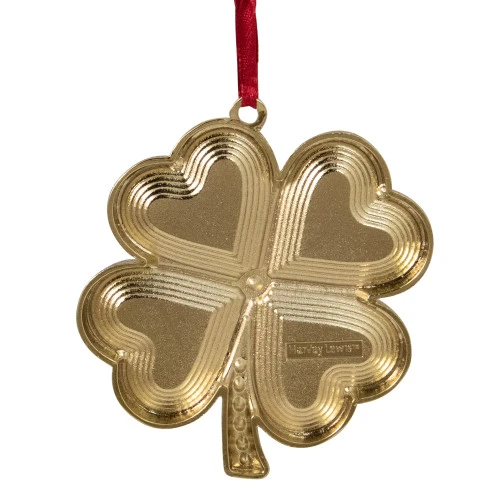 Northlight 3.25" Green And Brass-Plated Shamrock Christmas Ornament With European Crystals 6 Northlight 3.25" Green And Brass-Plated Shamrock Christmas Ornament With European Crystals - Image 4