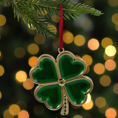 Northlight 3.25" Green And Brass-Plated Shamrock Christmas Ornament With European Crystals 4 Northlight 3.25" Green And Brass-Plated Shamrock Christmas Ornament With European Crystals - Image 2