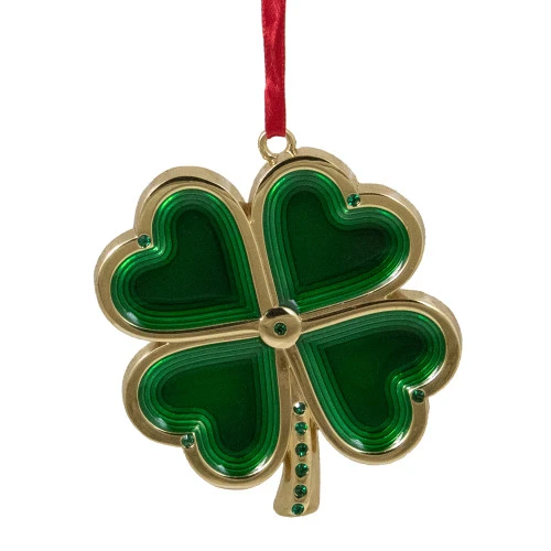 Northlight 3.25" Green And Brass-Plated Shamrock Christmas Ornament With European Crystals 3 Northlight 3.25" Green And Brass-Plated Shamrock Christmas Ornament With European Crystals