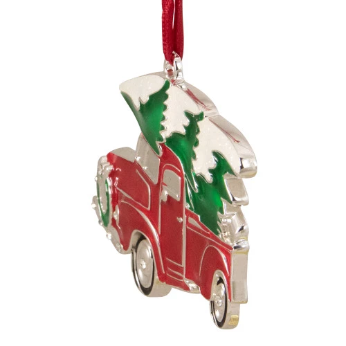 Northlight 3.5" Red And Silver Country Pick Up Truck With European Crystals Christmas Ornament 5 Northlight 3.5" Red And Silver Country Pick Up Truck With European Crystals Christmas Ornament - Image 3
