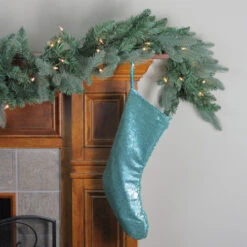 Northlight 17.5" Aqua Blue Sequins Hanging Christmas Stocking -Christmas Decoration Store northlight hm14691 2 80494.1587644017