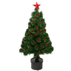 Northlight 3' Pre-Lit Color Changing Fiber Optic Christmas Tree With Red Berries