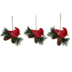 Northlight Set Of 3 Red Cardinal Birds On Pine Cone Nest Christmas Ornaments 5" -Christmas Decoration Store northlight ja01550 1 16173.1664900438