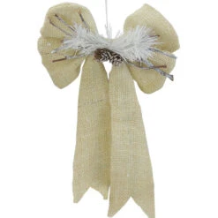 Northlight 15" Ivory And White Bow With Pine Cone Hanging Christmas Decor -Christmas Decoration Store northlight ja01572 3 36582.1599787103