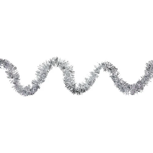 Northlight 50' X 2.5" Silver Christmas Foil Tinsel Garland - Unlit 3 Northlight 50' X 2.5" Silver Christmas Foil Tinsel Garland - Unlit