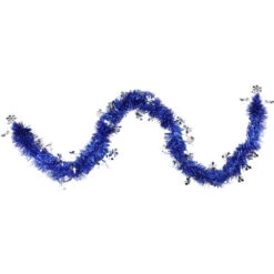 Northlight 50' Lavish Blue And Silver Snowflakes Christmas Tinsel Garland - Unlit
