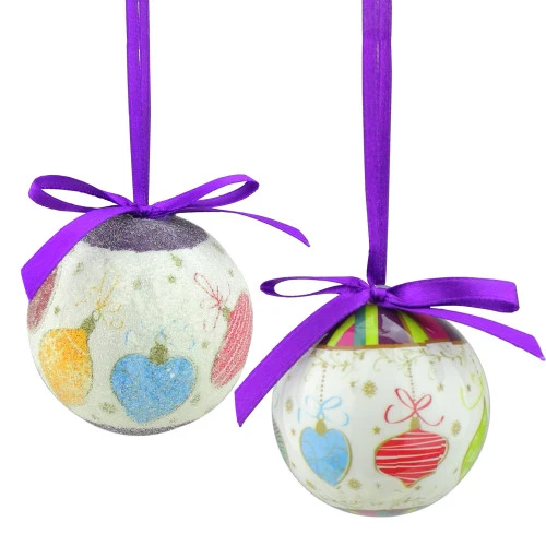 Northlight 10ct Purple And White Shatterproof Decoupage Christmas Ball Ornaments 1.75" (40mm) 5 Northlight 10ct Purple And White Shatterproof Decoupage Christmas Ball Ornaments 1.75" (40mm) - Image 3
