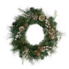 Northlight Pre-Lit Champagne Gold Pine Cone And Berry Mixed Pine Wreath - 22-Inch, Clear Lights