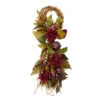 Northlight 28" Autumn Harvest Mums With Pomegranate Autumn Grapevine Teardrop Swag - Unlit -Christmas Decoration Store northlight kji28184 88842.1588344275
