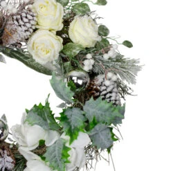 Northlight White And Silver Floral Flocked Pine Artificial Grapevine Christmas Wreath - 24-Inch, Unlit -Christmas Decoration Store northlight kji28196 1 13721.1588351399