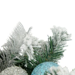 Northlight Flocked Pine With Teal And Silver Ornaments Artificial Christmas Wreath, 24-Inch, Unlit -Christmas Decoration Store northlight kji82572 3 updated2022 02802.1665087477