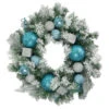 Northlight Flocked Pine With Teal And Silver Ornaments Artificial Christmas Wreath, 24-Inch, Unlit 2 Northlight Flocked Pine With Teal And Silver Ornaments Artificial Christmas Wreath, 24-Inch, Unlit -Christmas Decoration Store northlight kji82572 updated2022 87686.1665087477