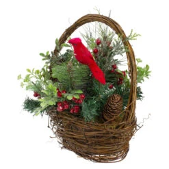 Northlight 12" Red Cardinal With Winter Foliage Twig Basket Christmas Decoration -Christmas Decoration Store northlight kji85787 3 48645.1665610433
