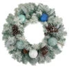 Northlight Flocked Pine With Blue And Silver Ornaments Artificial Christmas Wreath, 24-Inch, Unlit -Christmas Decoration Store northlight kji85813 1 updated2022 99728.1664551946
