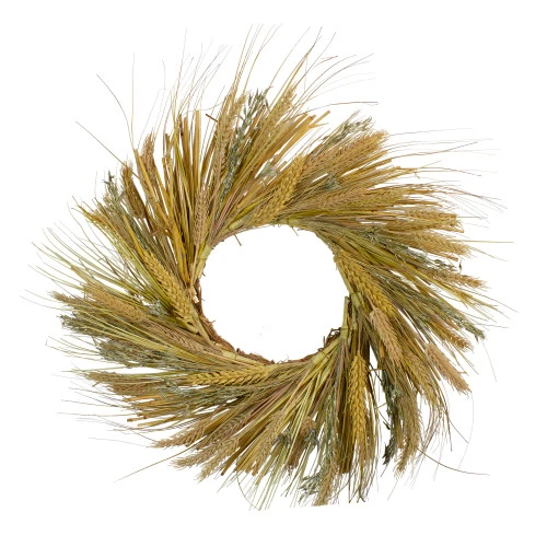 Northlight Wheat And Straw Stalks Artificial Wreath, 22-inch Unlit 3 Northlight Wheat And Straw Stalks Artificial Wreath, 22-inch Unlit