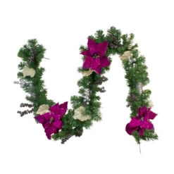 Northlight 6' X 10" Poinsettia And Pine Cone Artificial Christmas Garland - Unlit