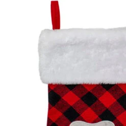 Northlight 15.5" Red And Black Buffalo Plaid Pet Embroidered Christmas Stocking -Christmas Decoration Store northlight l27909 2 20854.1664726381