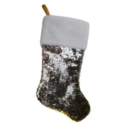 Northlight 22.75" Gold And Silver Reversible Sequined Christmas Stocking -Christmas Decoration Store northlight l27913 02 11138.1588396865