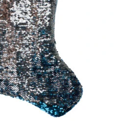 Northlight 22.75" Sky Blue And Silver Reversible Sequined Christmas Stocking With Faux Fur Cuff -Christmas Decoration Store northlight l27914 04 89017.1588344223