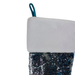 Northlight 22.75" Sky Blue And Silver Reversible Sequined Christmas Stocking With Faux Fur Cuff -Christmas Decoration Store northlight l27914 3 62194.1588344223