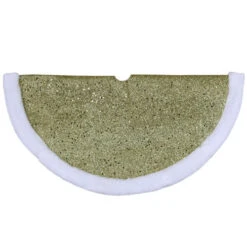 Northlight 20" Gold Glittered Mini Christmas Tree Skirt With Faux Fur Trim