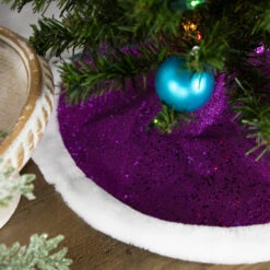 Northlight 20" Magenta Glittered Mini Christmas Tree Skirt With White Fur Trim 9 Northlight 20" Magenta Glittered Mini Christmas Tree Skirt With White Fur Trim -Christmas Decoration Store northlight l27920 styled 2 19906.1691161229