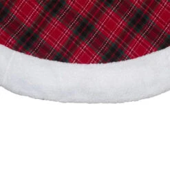 Northlight 60" Red And Green Plaid Christmas Tree Skirt With White High Pile Fleece Trim -Christmas Decoration Store northlight l27930 01 55196.1588355779