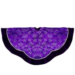 Northlight 48" Purple And Silver Glittered Floral Christmas Tree Skirt