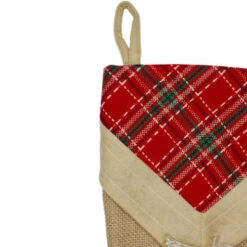 Northlight 20.5" Beige And Red Plaid V-Cuff Christmas Stocking -Christmas Decoration Store northlight l35650 4 46058.1665610427