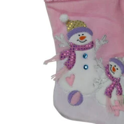 Northlight 21" Light Pink Baby's First Christmas Velveteen Snowmen Christmas Stocking -Christmas Decoration Store northlight l50960 1 44780.1588355088