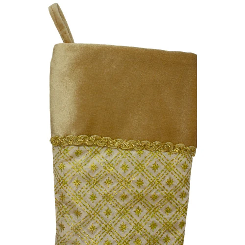 Northlight 20.5" Gold And Brown Glitter Star Print Christmas Stocking 6 Northlight 20.5" Gold And Brown Glitter Star Print Christmas Stocking - Image 4