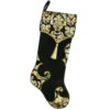 Northlight 21.5" Black And Gold Damask Velveteen Christmas Stocking With Tassel -Christmas Decoration Store northlight l85479 1 49906.1665433297