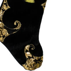Northlight 21.5" Black And Gold Damask Velveteen Christmas Stocking With Tassel -Christmas Decoration Store northlight l85479 2 21763.1664988808