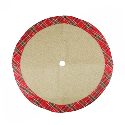 Northlight 20" Rustic Burlap Mini Christmas Tree Skirt With Red Plaid Border 3 Northlight 20" Rustic Burlap Mini Christmas Tree Skirt With Red Plaid Border