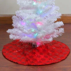Northlight 20" Red Sequin Snowflake Pattern Mini Christmas Tree Skirt -Christmas Decoration Store northlight l85596 3 69449.1665610742