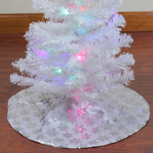 Northlight 20" White And Silver Sequin Snowflake Mini Christmas Tree Skirt 4 Northlight 20" White And Silver Sequin Snowflake Mini Christmas Tree Skirt - Image 2
