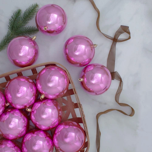 Northlight 32ct Bubblegum Pink Shiny Shatterproof Christmas Ball Ornaments 3.25" (80mm) 4 Northlight 32ct Bubblegum Pink Shiny Shatterproof Christmas Ball Ornaments 3.25" (80mm) - Image 2