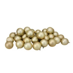 Northlight 32ct Matte Champagne Gold Shatterproof Christmas Ball Ornaments 3.25" (80mm)