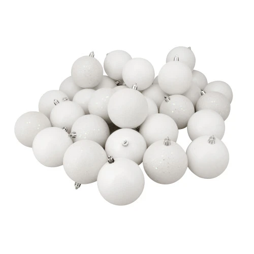Northlight 60ct Winter White Shatterproof 4-Finish Christmas Ball Ornaments 2.5" (60mm) 3 Northlight 60ct Winter White Shatterproof 4-Finish Christmas Ball Ornaments 2.5" (60mm)