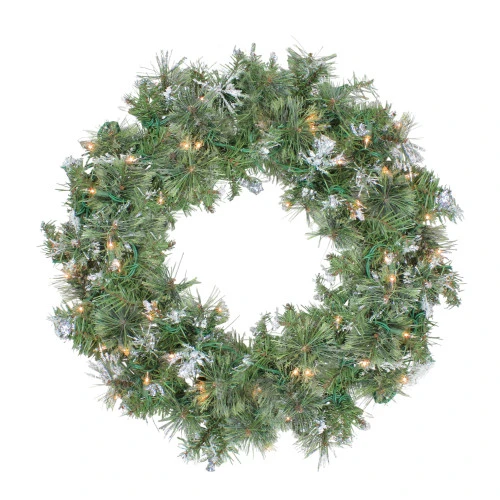 Northlight Pre-Lit Snow Mountain Pine Artificial Christmas Wreath - 30-Inch, Clear Lights 3 Northlight Pre-Lit Snow Mountain Pine Artificial Christmas Wreath - 30-Inch, Clear Lights