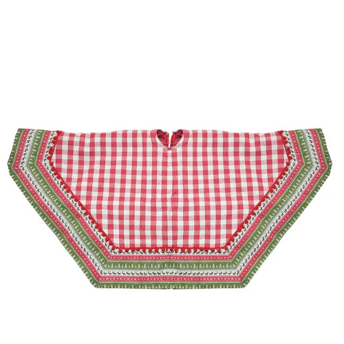 Northlight 50" Red And White Buffalo Plaid Christmas Tree Skirt With Woodland Fair Isle Trim 5 Northlight 50" Red And White Buffalo Plaid Christmas Tree Skirt With Woodland Fair Isle Trim - Image 3