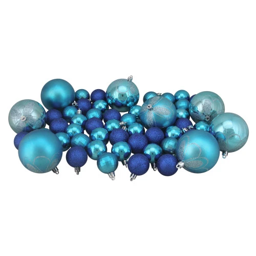 Northlight 125ct Peacock Blue Shatterproof 4-Finish Christmas Ornaments 5.5" (140mm) 3 Northlight 125ct Peacock Blue Shatterproof 4-Finish Christmas Ornaments 5.5" (140mm)
