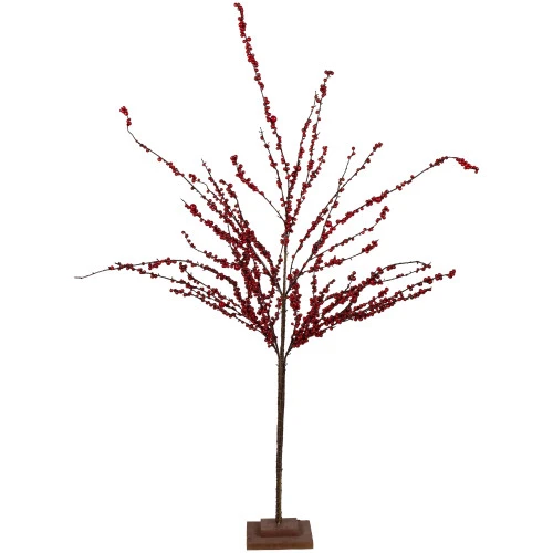 Northlight 50" Artificial Red Berry Christmas Twig Tree With Square Stand, Unlit 3 Northlight 50" Artificial Red Berry Christmas Twig Tree With Square Stand, Unlit