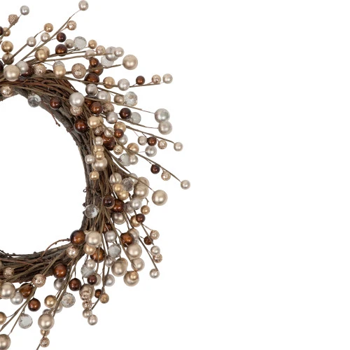 Northlight Burgundy And Silver Ball Christmas Ornament Twig Wreath, 20-Inch, Unlit 5 Northlight Burgundy And Silver Ball Christmas Ornament Twig Wreath, 20-Inch, Unlit - Image 3