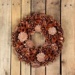 Northlight Autumn Harvest Glittered Rose Gold Pine Cone Artificial Thanksgiving Wreath - 13.5-Inch, Unlit -Christmas Decoration Store northlight nl00507 styled 31389.1588356427