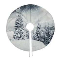 Northlight 23" White And Gray Snowy Woodland Scene Mini Christmas Tree Skirt