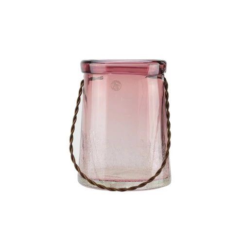 Northlight 13.5" Transparent Mauve Tapered Hand-Blown Glass Hurricane Candle Holder With Handle 4 Northlight 13.5" Transparent Mauve Tapered Hand-Blown Glass Hurricane Candle Holder With Handle - Image 2