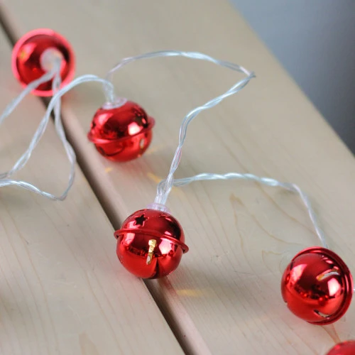 Northlight 8 Battery Operated Red LED Jingle Bell Christmas Lights - Clear Wire 5 Northlight 8 Battery Operated Red LED Jingle Bell Christmas Lights - Clear Wire - Image 3